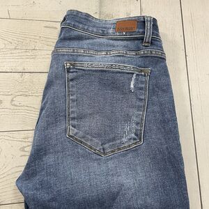 Judy Blue Womens Size 16W Blue Skinny Fit Distressed Buffalo Plaid Stretch Jeans